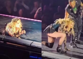 ¡Tremenda caída! La que sufrió Madonna en pleno concierto de su última gira