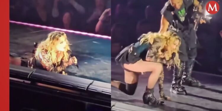 ¡Tremenda caída! La que sufrió Madonna en pleno concierto de su última gira