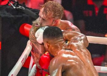 Así quedó Jake Paul tras la fractura de mandíbula que sufrió en el KO de Anthony Joshua