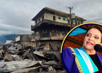 Xiomara Castro promete reconstruir el incendiado mercado Medina Concepción