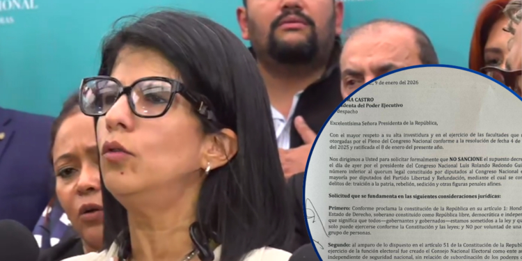 Diputados opositores envían carta a presidenta Xiomara Castro pidiéndole no sancionar decreto aprobado ayer por Congreso Nacional de Redondo