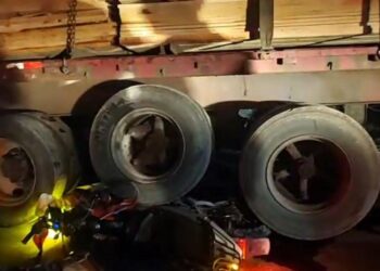 Motociclista muere tras ser aplastado por una unidad pesada que transportaba madera en Guaimaca, FM