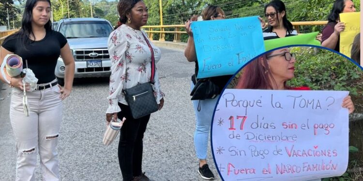 ¡Por falta de pago! Docentes protestan en puente de La Ceiba