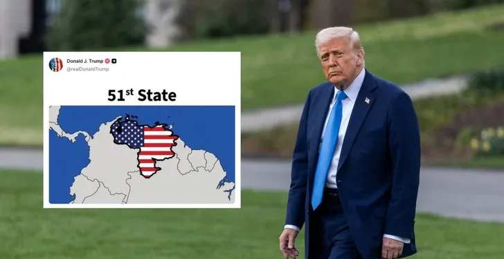 “Estado 51”: Donald Trump comparte una imagen del mapa de Venezuela pintado con la bandera de EE.UU.