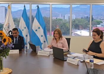 Consejeros Ana Hall, Cossette López y Carlos Cardona en Sesión de Pleno del CNE con temas de urgencia