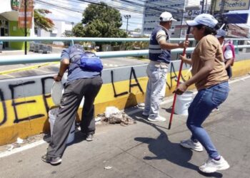 Alcaldía restaura espacios públicos tras marchas del 1 de mayo