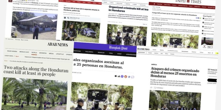 Hasta en Taipei replicaron la información del jueves sangriento que se vivió en Honduras donde murieron al menos 26 personas