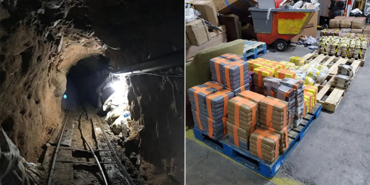 Descubren túnel entre Tijuana y EEUU oculto tras una tienda minorista donde almacenaban droga, armas y explosivos