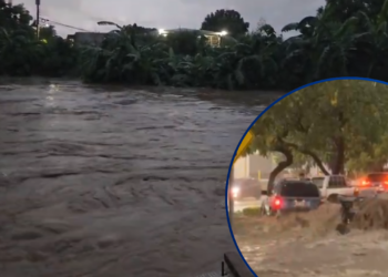 ¡Caos bajo el agua! Calles inundadas y vehículos arrastrados por las fuertes lluvias en San Pedro Sula