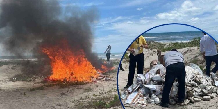 ¡Coca, moña y crack! Incineran droga incautada en diversas operaciones en La Ceiba