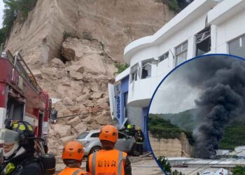 ¡Desastre! Se derrumba cerro, destruyendo bodegas y provocando incendio en complejo del Anillo Periférico