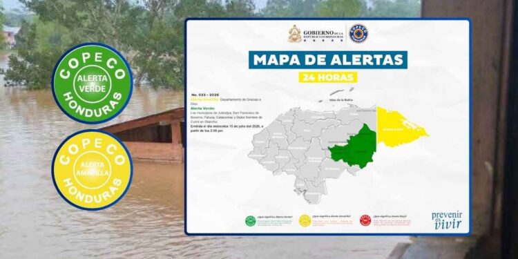 Decretan Alerta Amarilla en Gracias a Dios y mantienen Alerta Verde en cinco municipios de Olancho