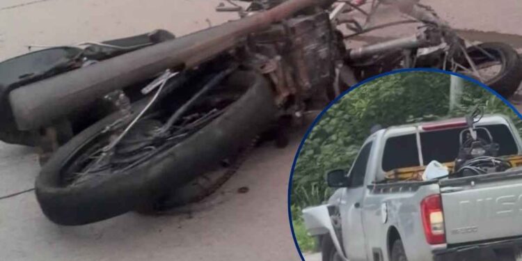 Motociclista pierde la vida tras impactar con pickup en Jesús de Otoro