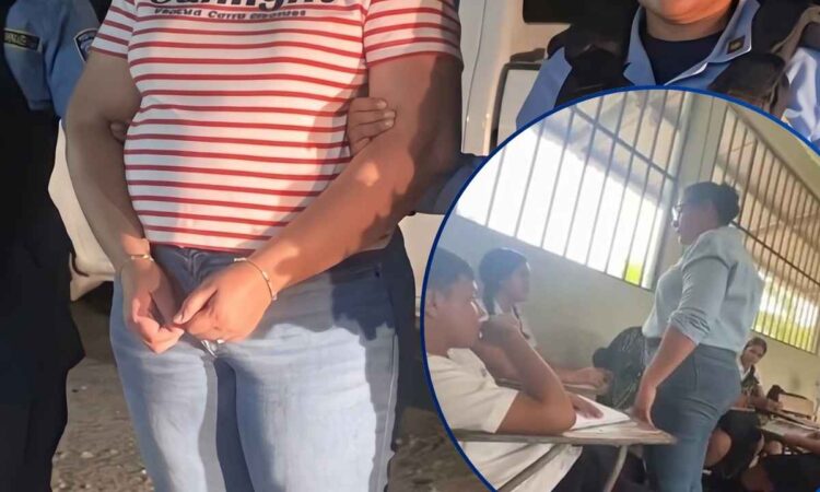 ¡Le salió cara la disciplina! Llorando y enchachada, terminó la profe del video que agredió a alumnas en Yoro