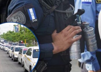 ¡Por cualquier cosa! Bien “acompañados” se movilizan taxistas que protestan en El Progreso