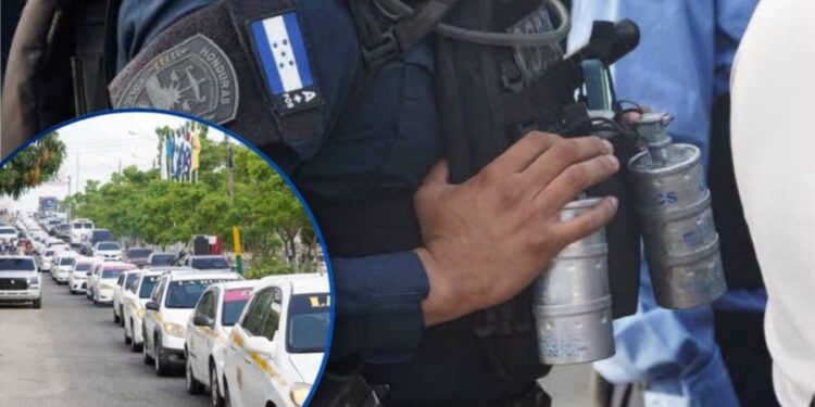 ¡Por cualquier cosa! Bien “acompañados” se movilizan taxistas que protestan en El Progreso